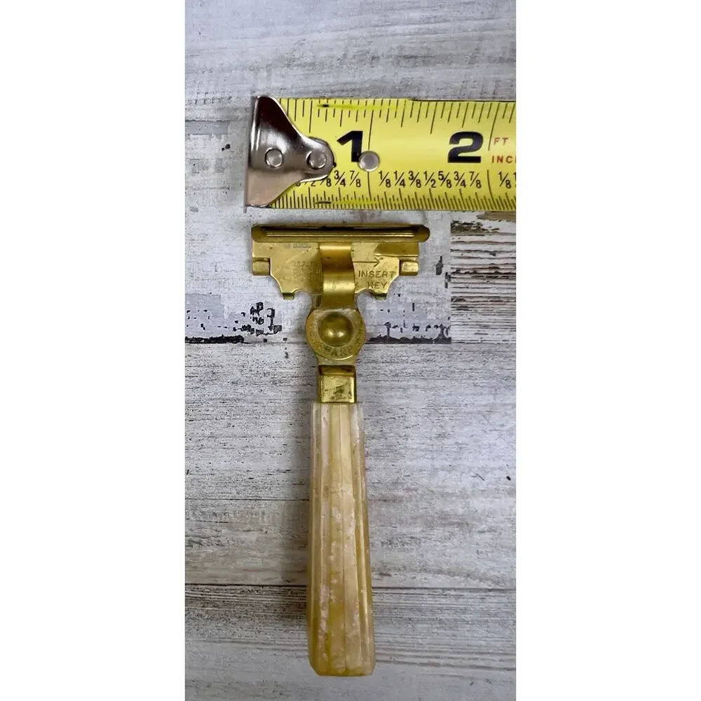 Vintage Schick Deluxe Injector Safety Razor Bakelite Handle Type E Brass USA